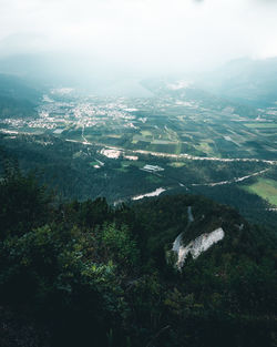 High angle view of cityscape against sky