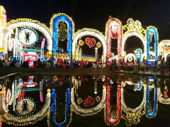 Illuminated lanterns hanging at night