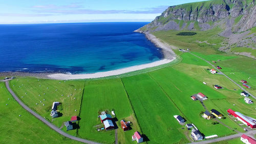 High angle view of people on beach