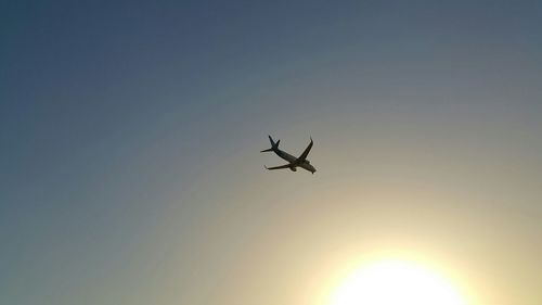 Low angle view of airplane flying in sky