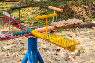 Close-up of empty playground