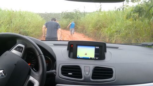 Man driving car on road