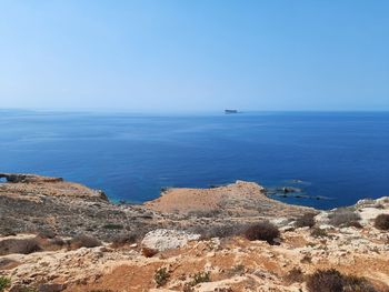 Scenic view of sea against clear sky