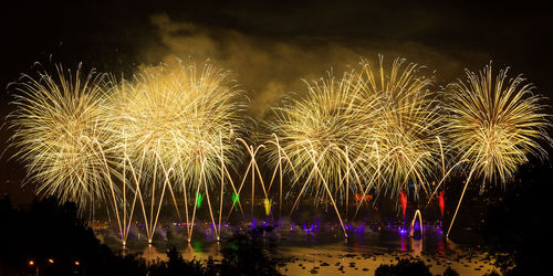 Firework display at night