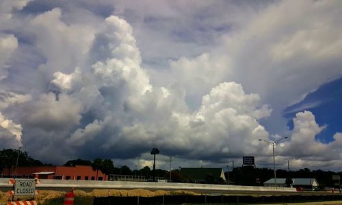 Panoramic view of storm clouds over city