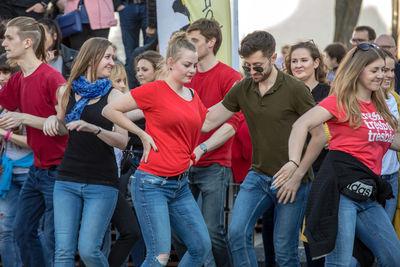 Group of people playing outdoors