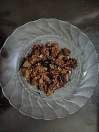 Directly above shot of breakfast served in plate