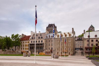 Place de paris in the old quebec petit-champlain area seen during a cloudy morning