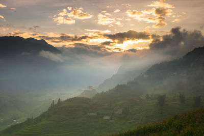 Scenic view of landscape against sky during sunset