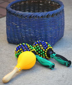 Close-up of multi colored toy on table