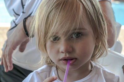 Close-up of girl at home