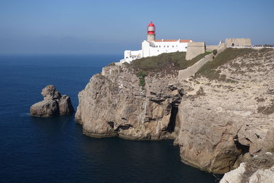 Scenic view of sea and buildings against sky