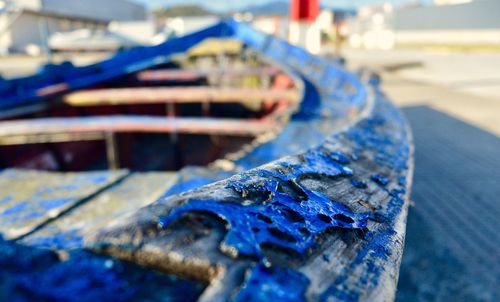 Close-up of blue boat