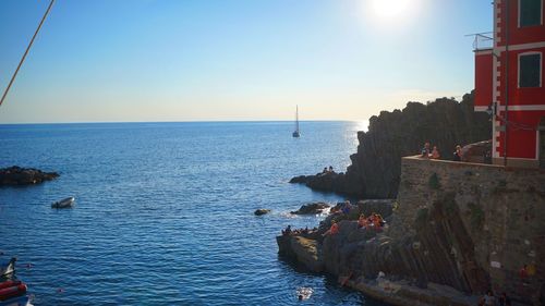 Scenic view of sea against clear sky