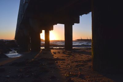 Scenic view of sea against clear sky during sunset