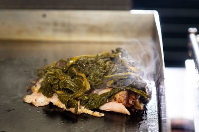 Close-up of food on table