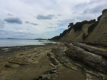 Scenic view of beach against sky