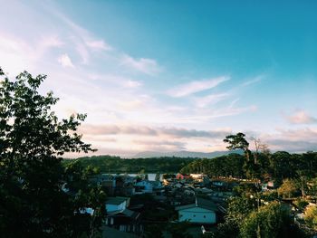 High angle view of townscape against sky