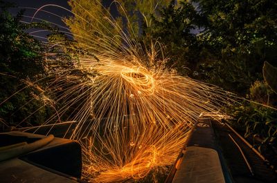 Firework display at night