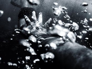 Close-up of wet swimming in sea