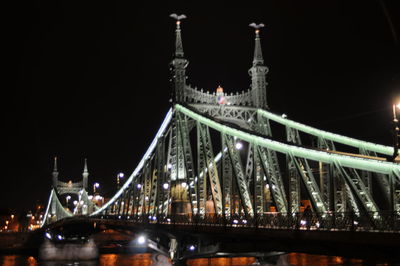 View of suspension bridge at night