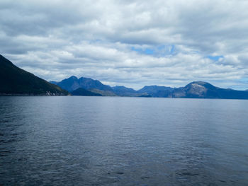 Mountains with sea in foreground