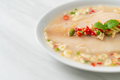 Close-up of food in bowl on table