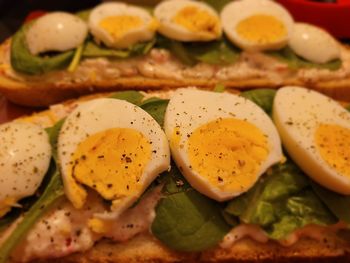 Close-up of breakfast served in plate