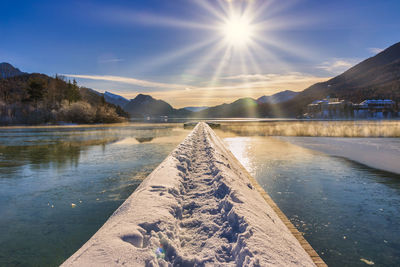 Scenic view of lake against sky