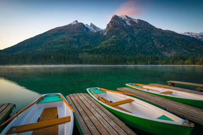 Dawn at the mountain lake hintersee