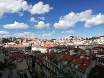 High angle view of townscape against sky