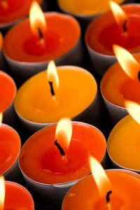 Close-up of illuminated candles