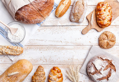 High angle view of breakfast on table