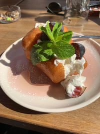 High angle view of ice cream in plate