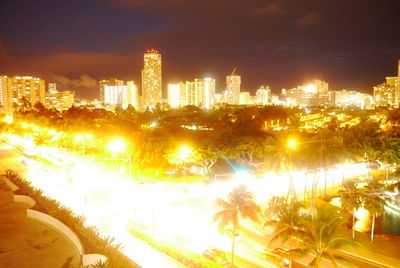 Illuminated city at night