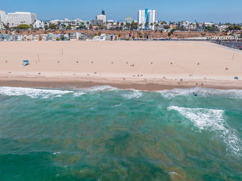 Aerial view of the shoreline in venice beach, ca