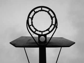 Low angle view of basketball hoop against sky