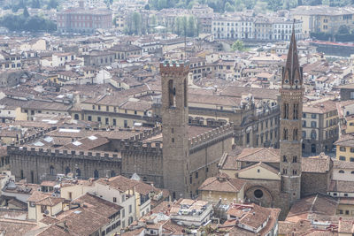 High angle view of buildings in city