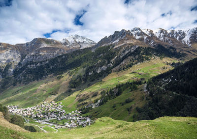 Scenic view of mountains against sky