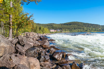 Scenic view of rocks against sky