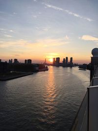 View of city at sunset