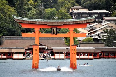 View of traditional building against cloudy sky