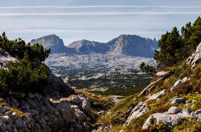 Scenic view of mountains against sky