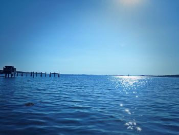 Scenic view of sea against clear sky