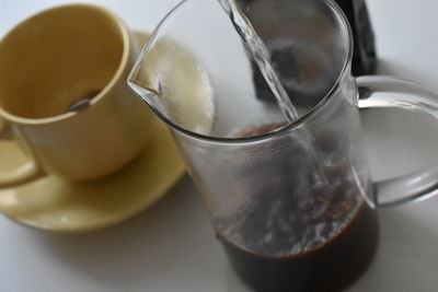 Close-up of tea cup on table