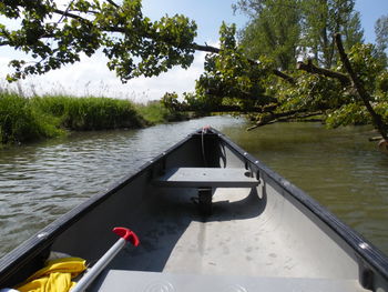 Boat sailing in canal