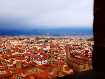 High angle view of buildings in city