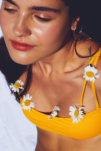 Close-up portrait of a beautiful young woman