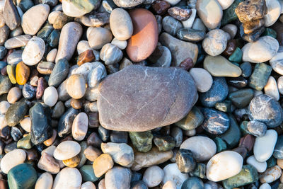 Full frame shot of pebbles on beach