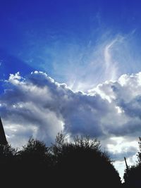 Low angle view of silhouette trees against sky